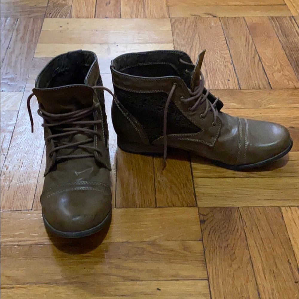 Brown combat style ankle booties